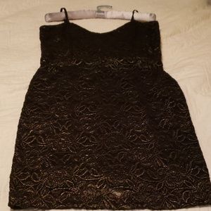 Beautiful black detailed gold thread party dress